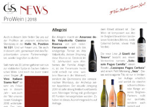 GES SORRENTINO: ProWein News 2018