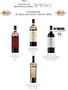 CANTINA DI MONTALCINO + DA VINCI: Goldregen 22. Berliner Wein Trophy 2018
