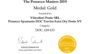 Viticoltori Ponte: Prosecco Spumante Extra Dry – Gold „the drinks business“ 2019